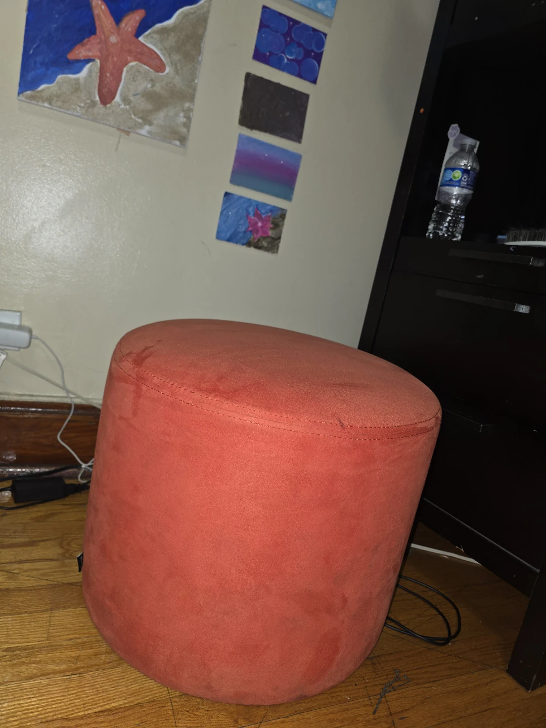 Orange round ottoman footstool - photo 2