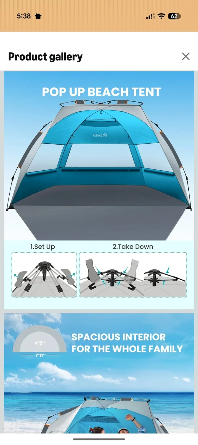 OutdoorMaster Pop Up Beach Tent X-Large - photo 3