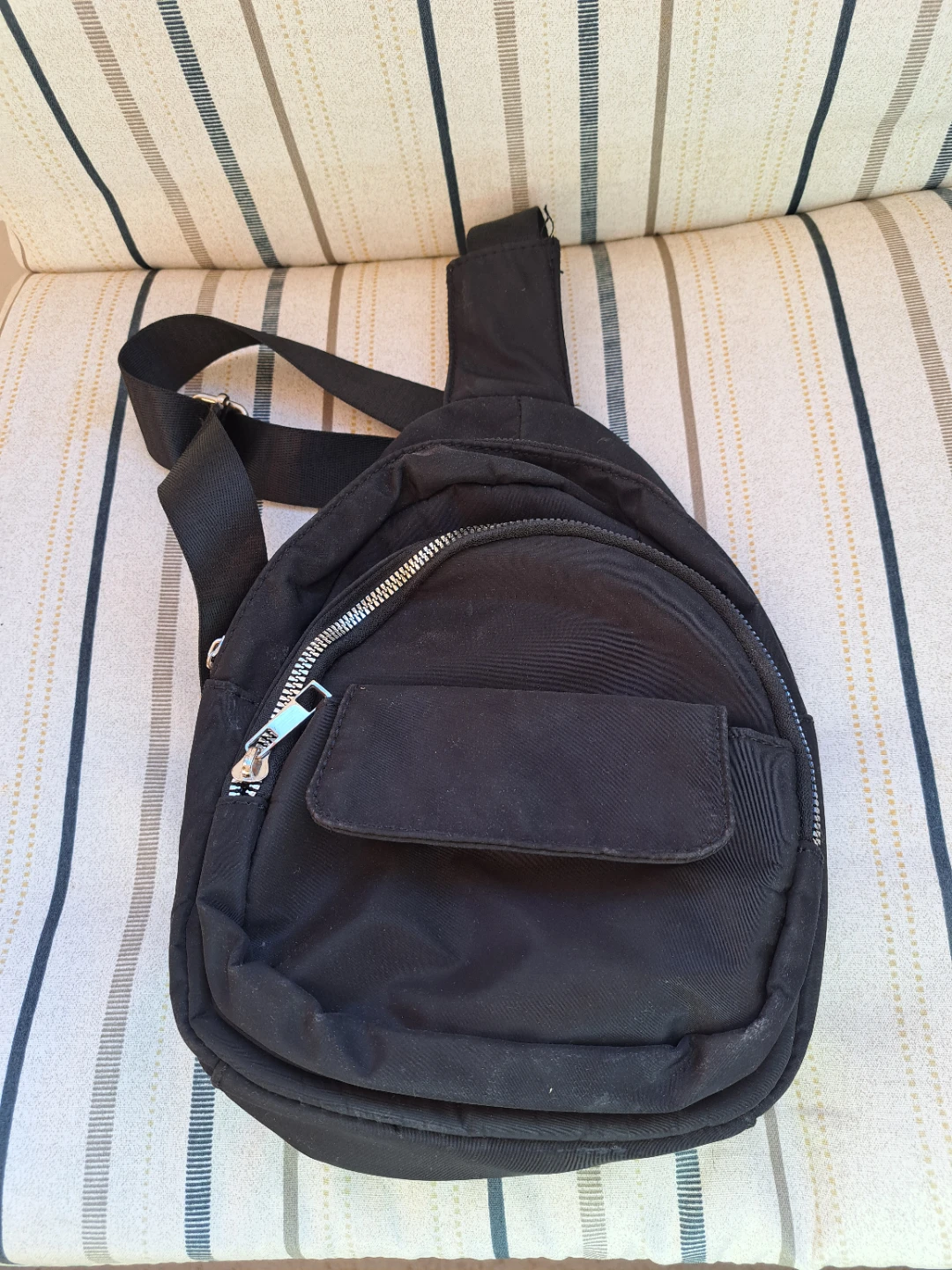 Black Nylon Sling Backpack