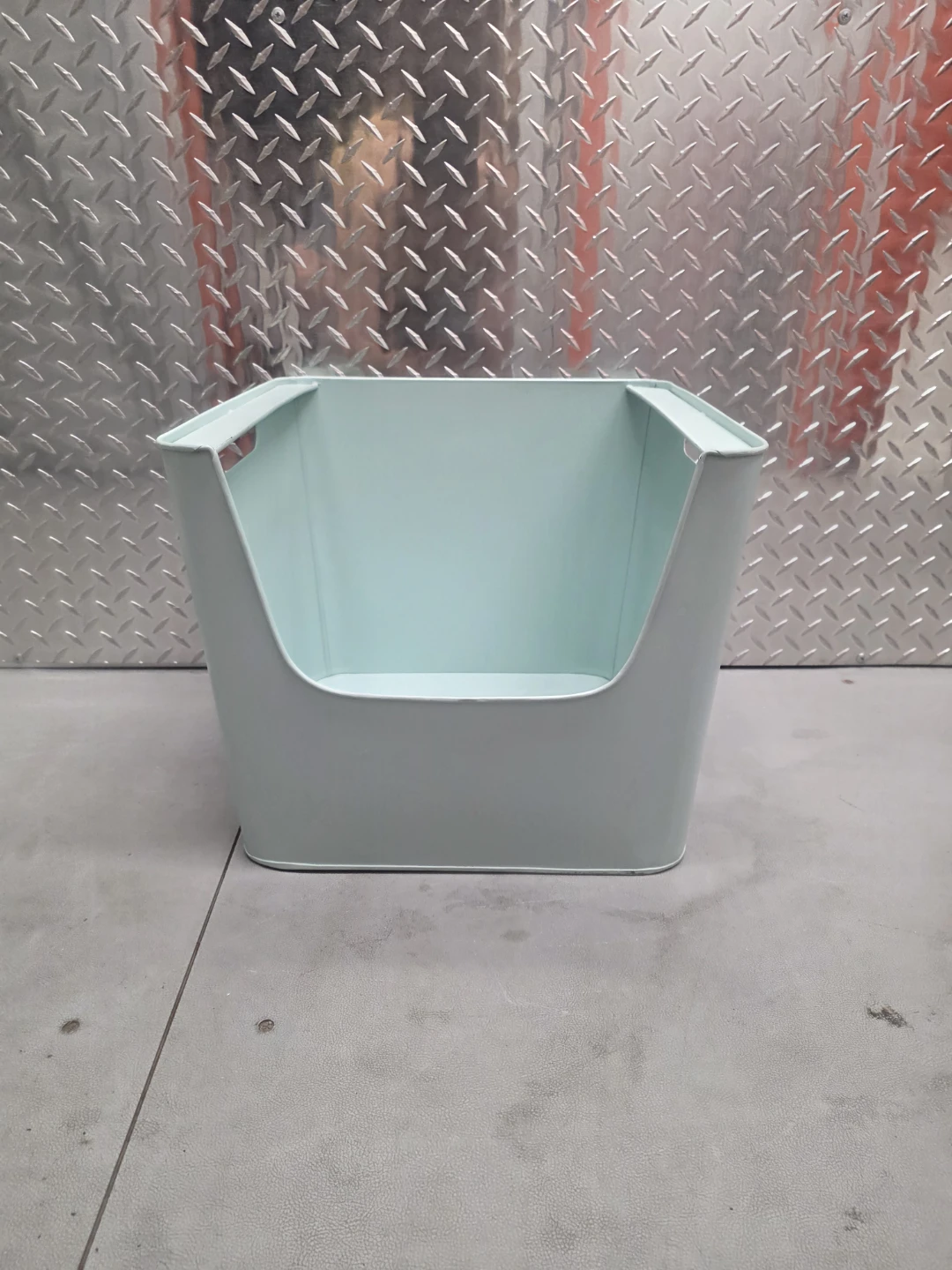 Crate & Barrel Large Mint Green Metal Stacking Storage - photo 2