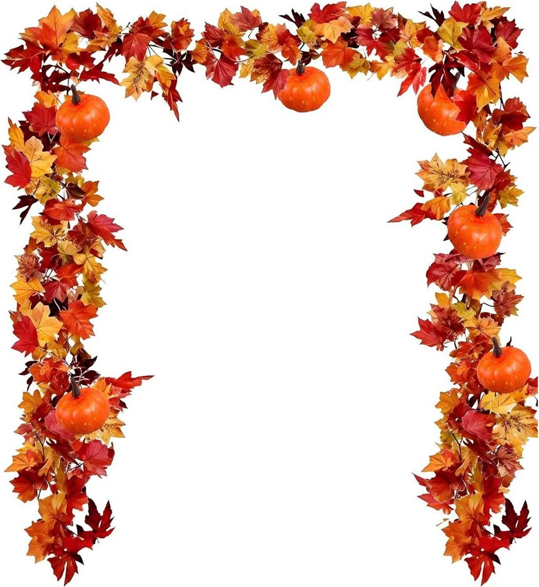 Fall Maple Garland with Pumpkins
