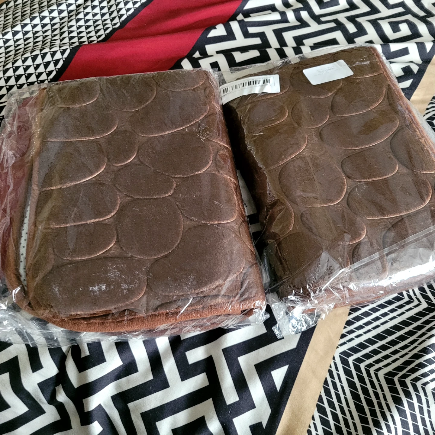 Two Brown Memory Foam Bath Mats