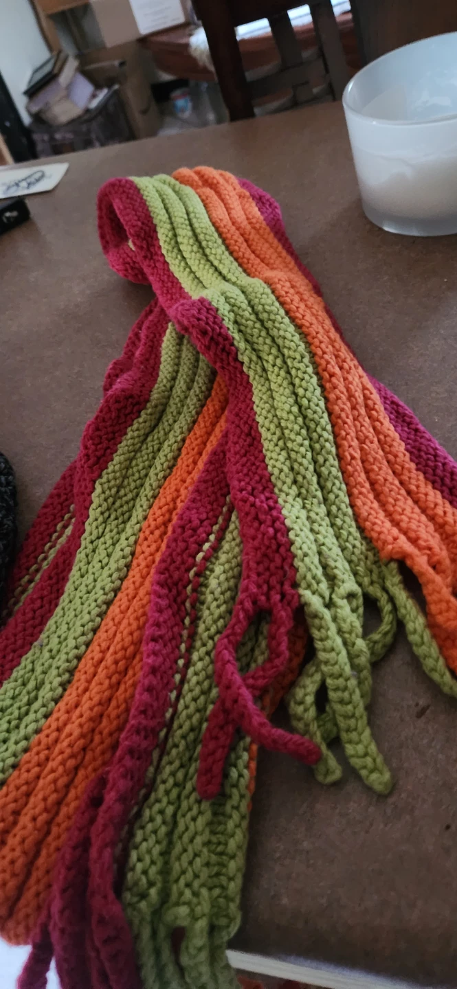 Multi-Coloured Striped Knit Scarf