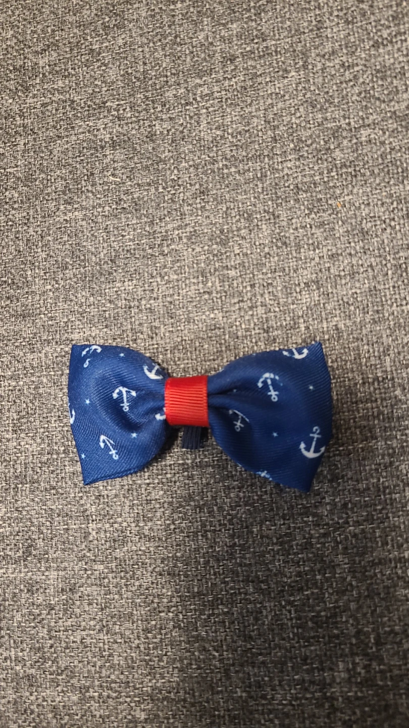 Blue Anchor Print Bow Tie
