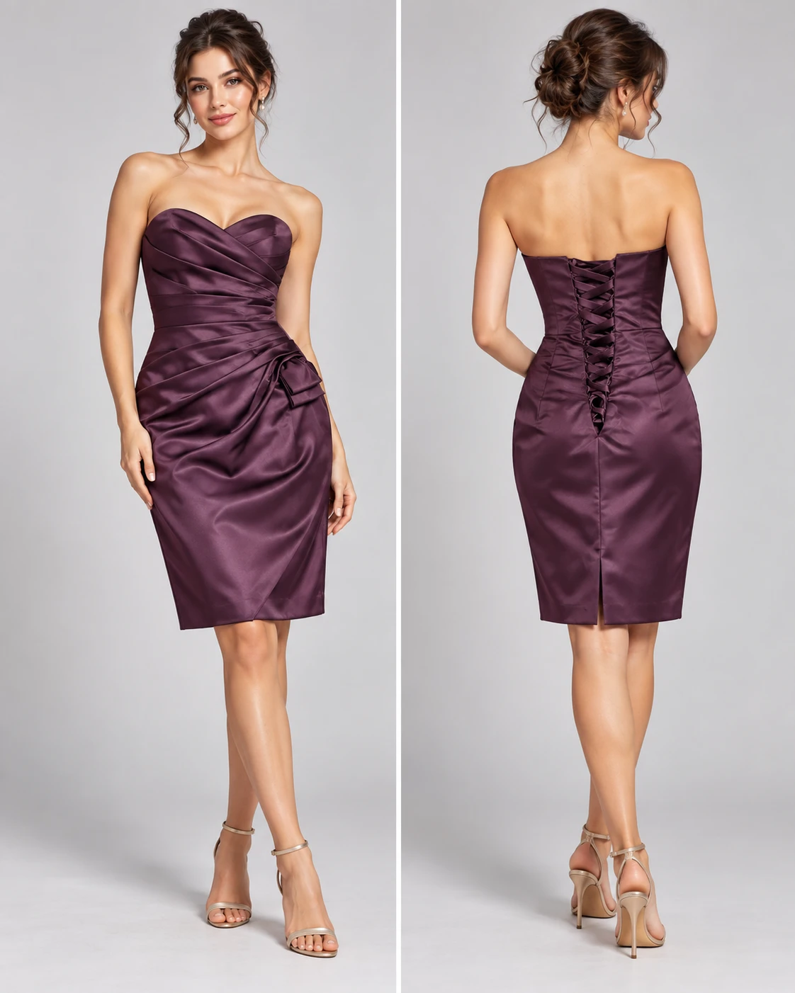 Sophia Tolli Strapless Purple Satin Dress - photo 4