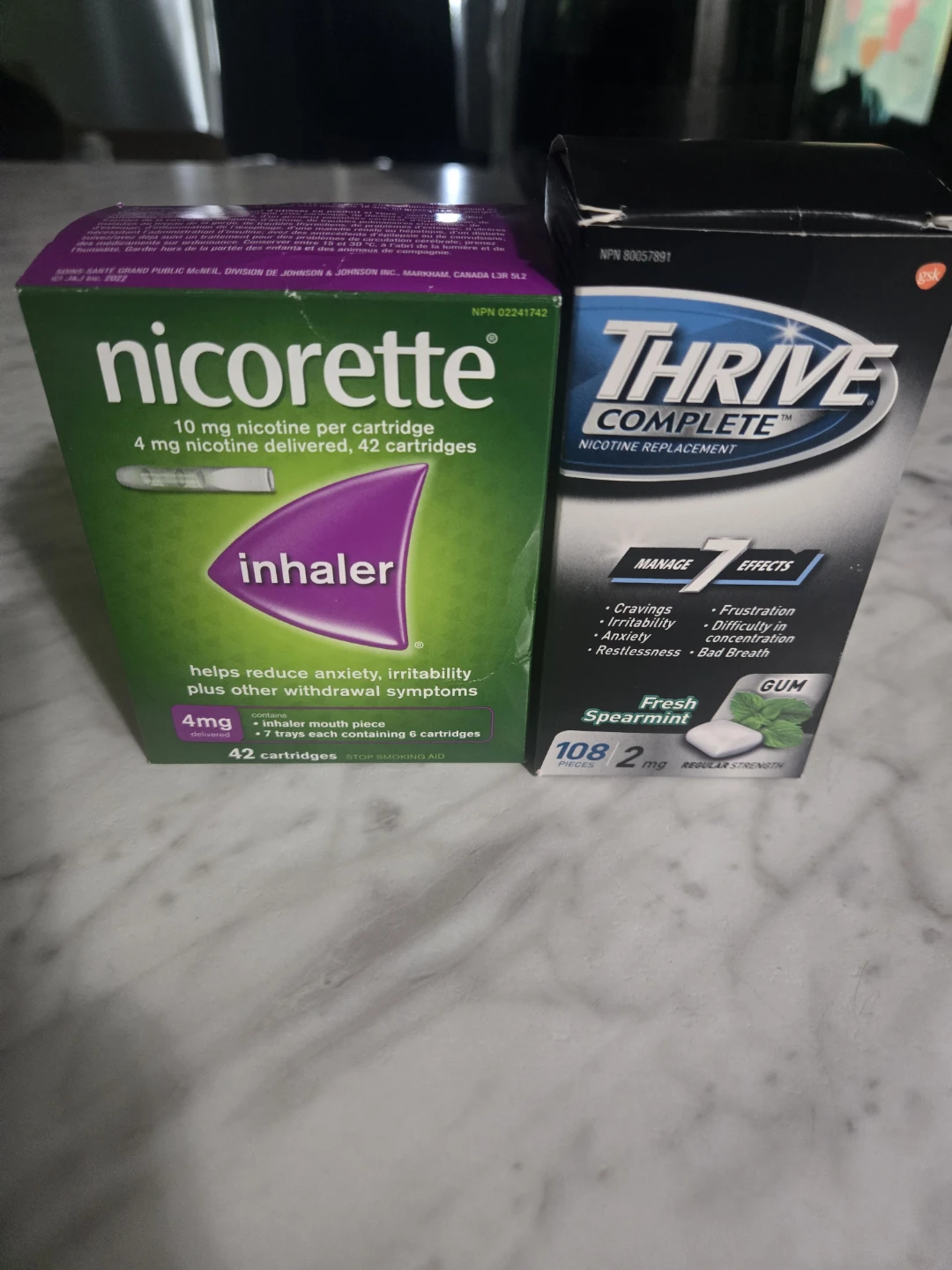 Nicorette Inhaler and Thrive Complete Gum
