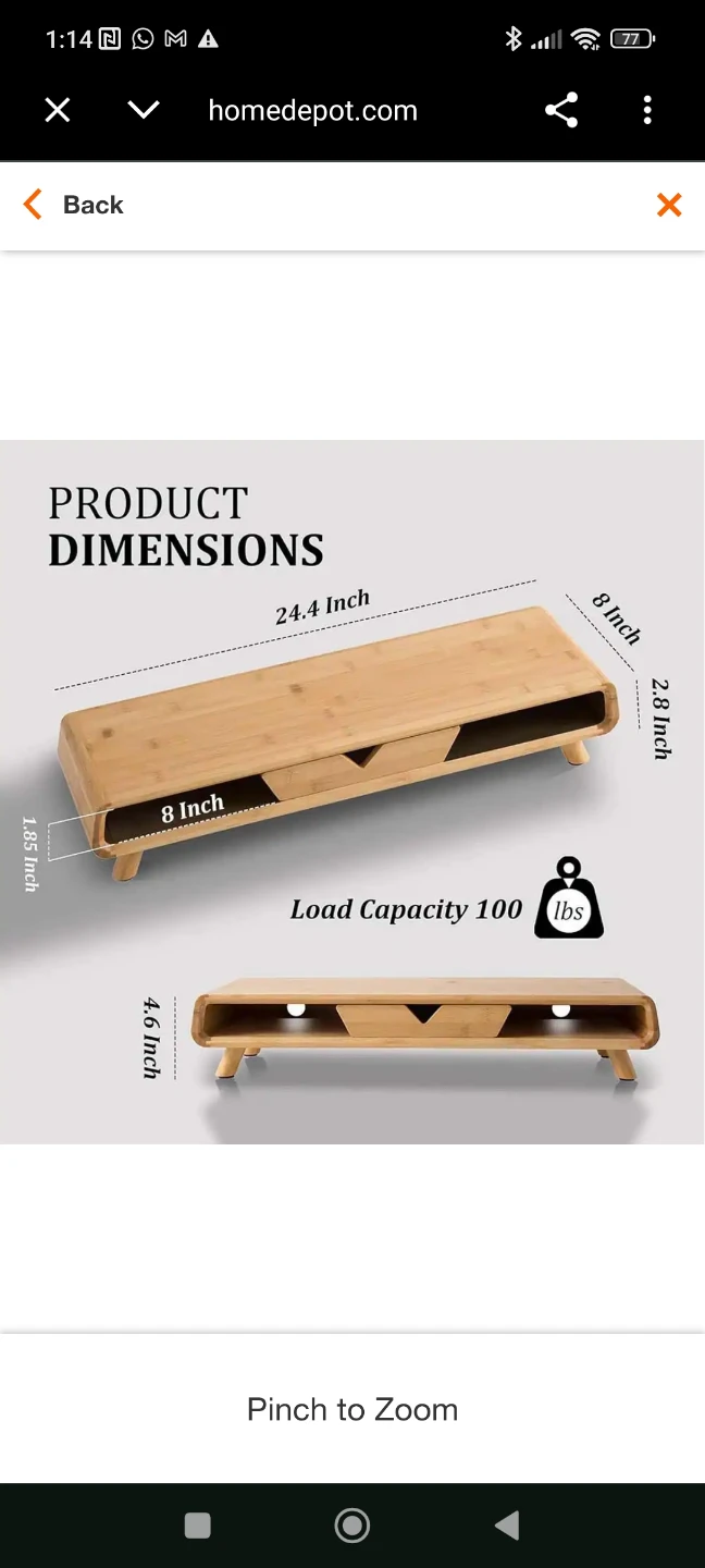 Bamboo Monitor Stand with Drawer 🏈