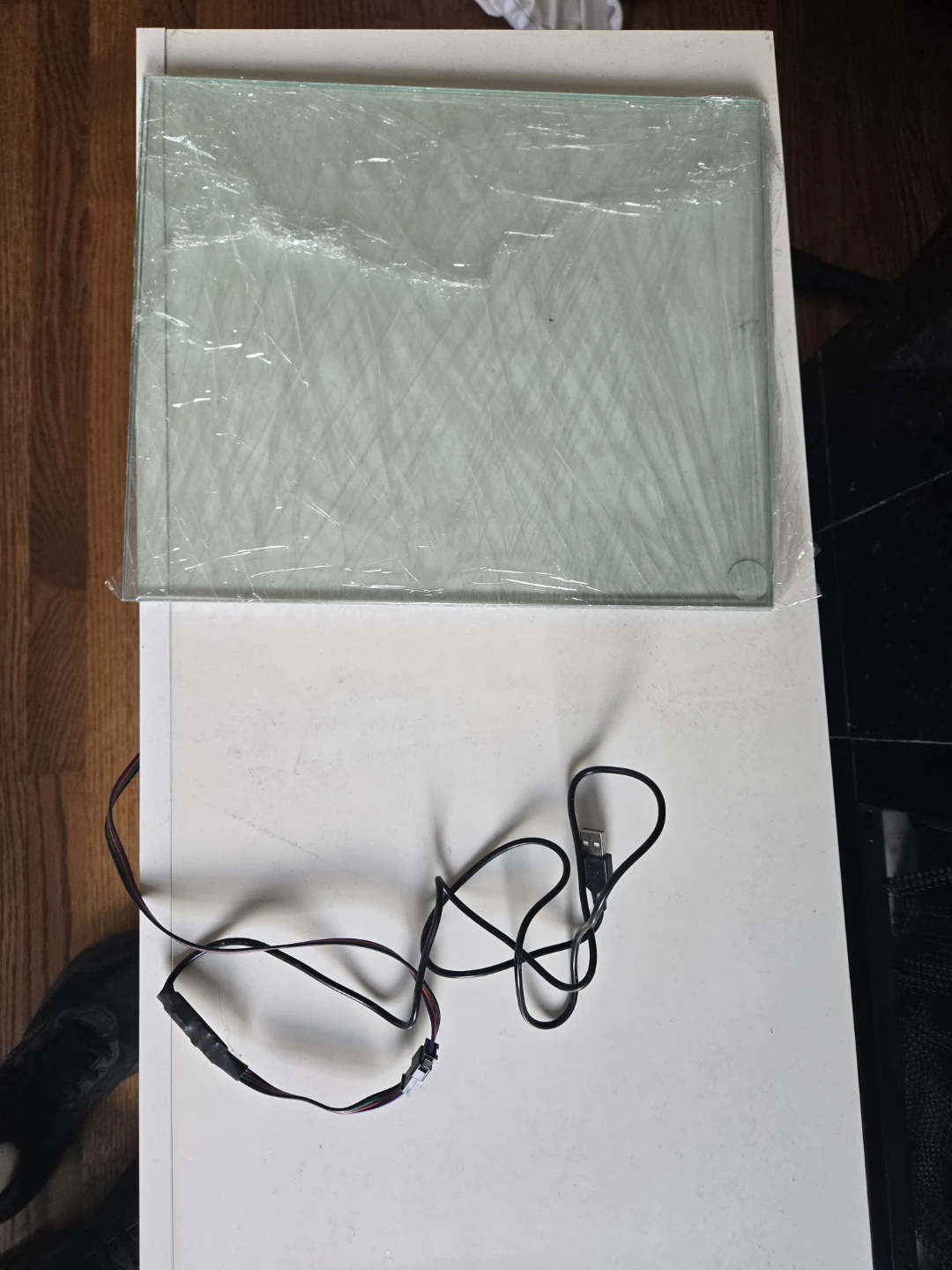 White TV Stand with LED Glass Shelf - photo 2
