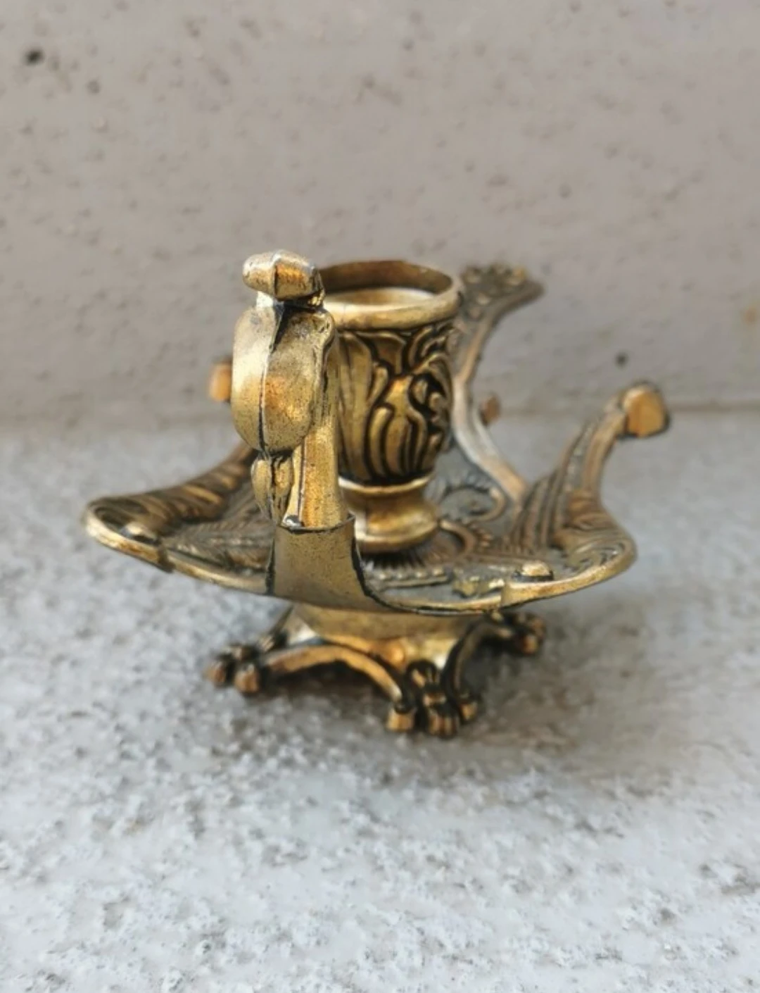 Vintage Italian Brass Phoenix Bird Chamberstick Candle Holder - photo 4