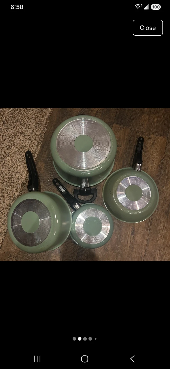 Set of 4 Green Cooking Pots and Pans🏈