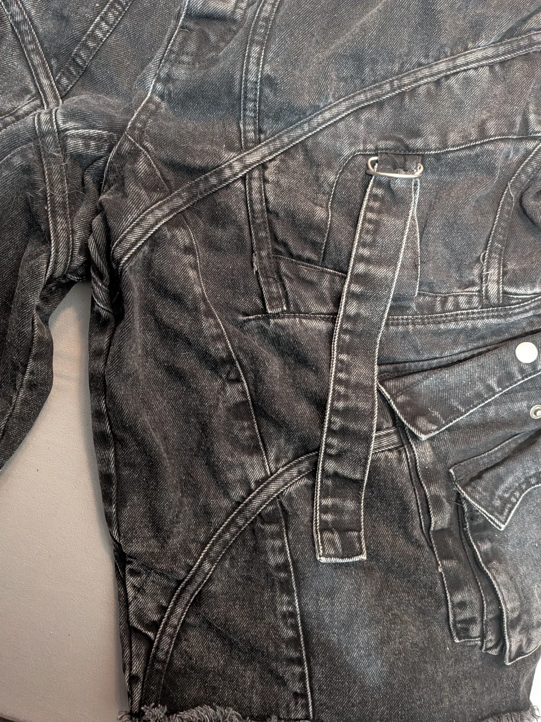 boohooMAN Black Denim Cargo Jeans Size 40 - photo 3