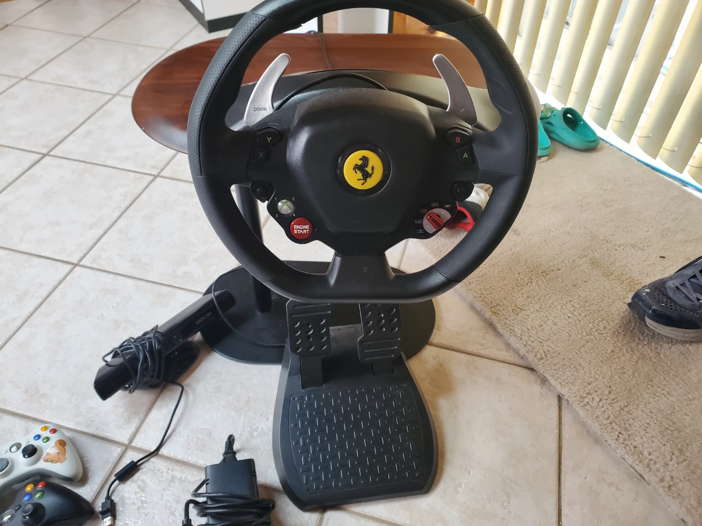 Xbox 360 Console with Racing Wheel and Controllers - photo 3