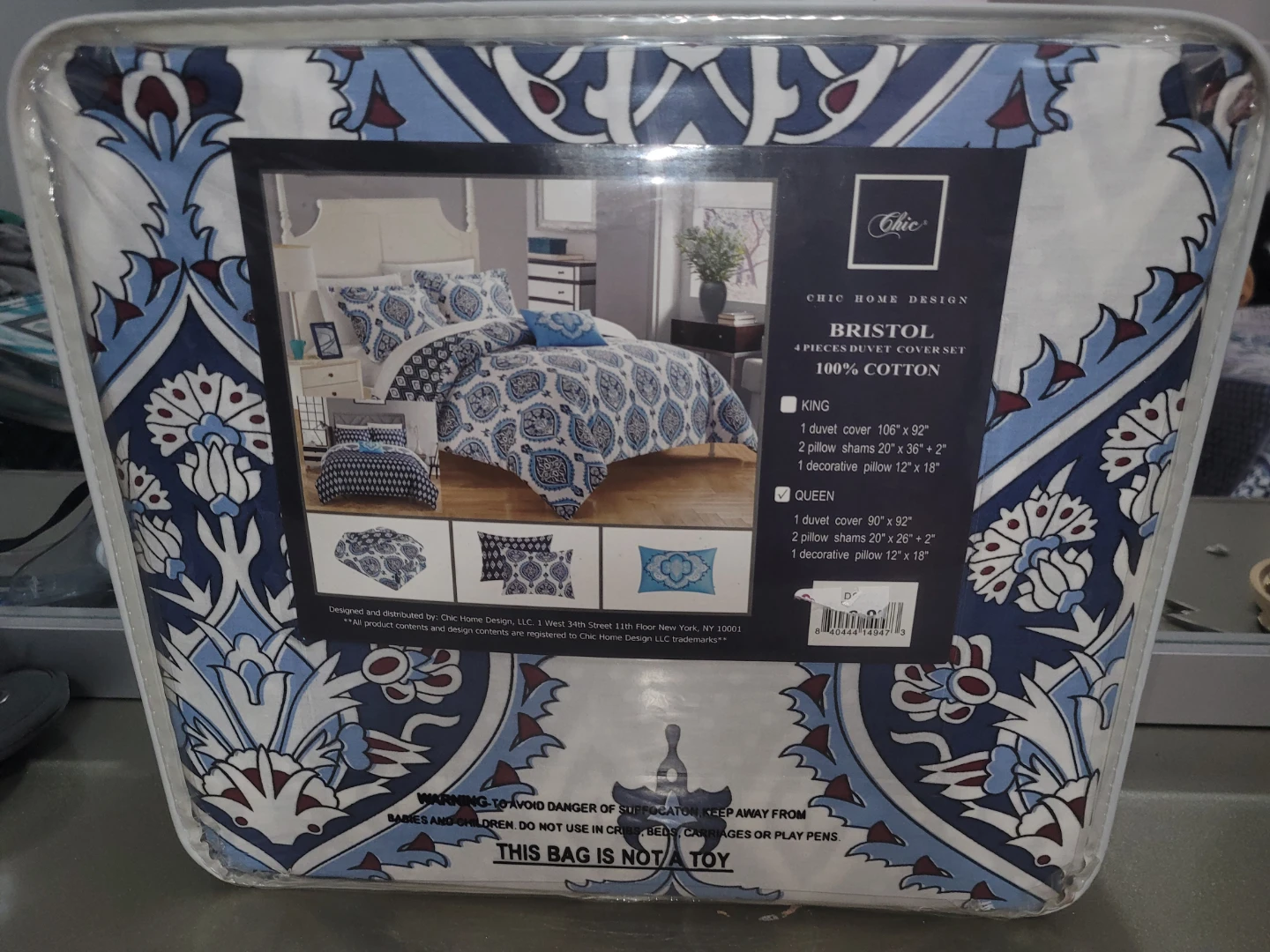 Chic Home Design Bristol 4-Piece Queen Duvet Set