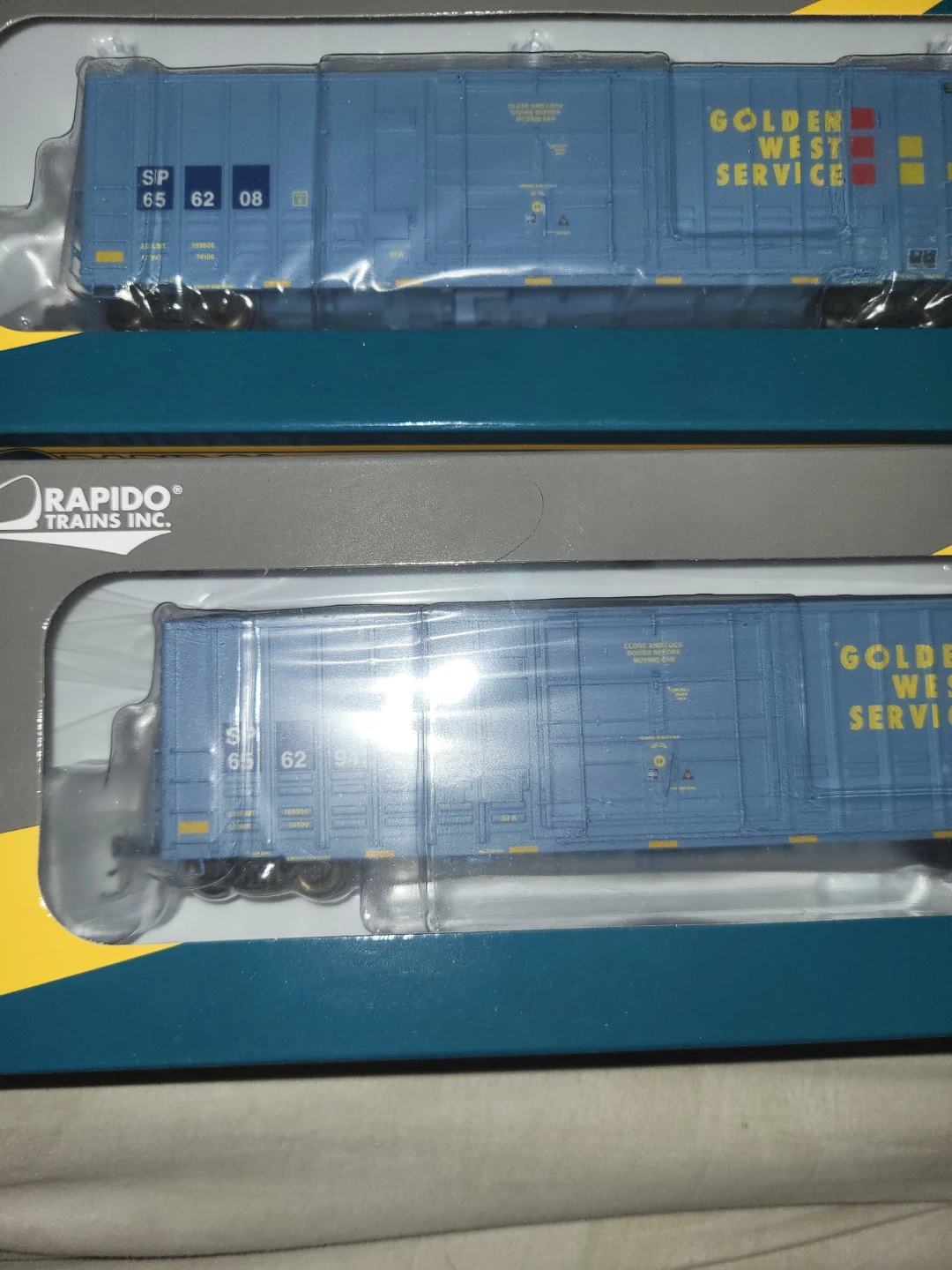 Rapido Trains Inc. Golden West Service Boxcar Model Train - Blue