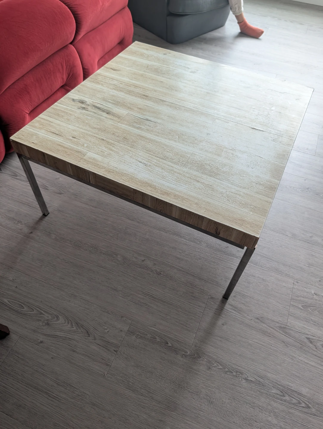 Square Coffee Table with Wood-Look Top