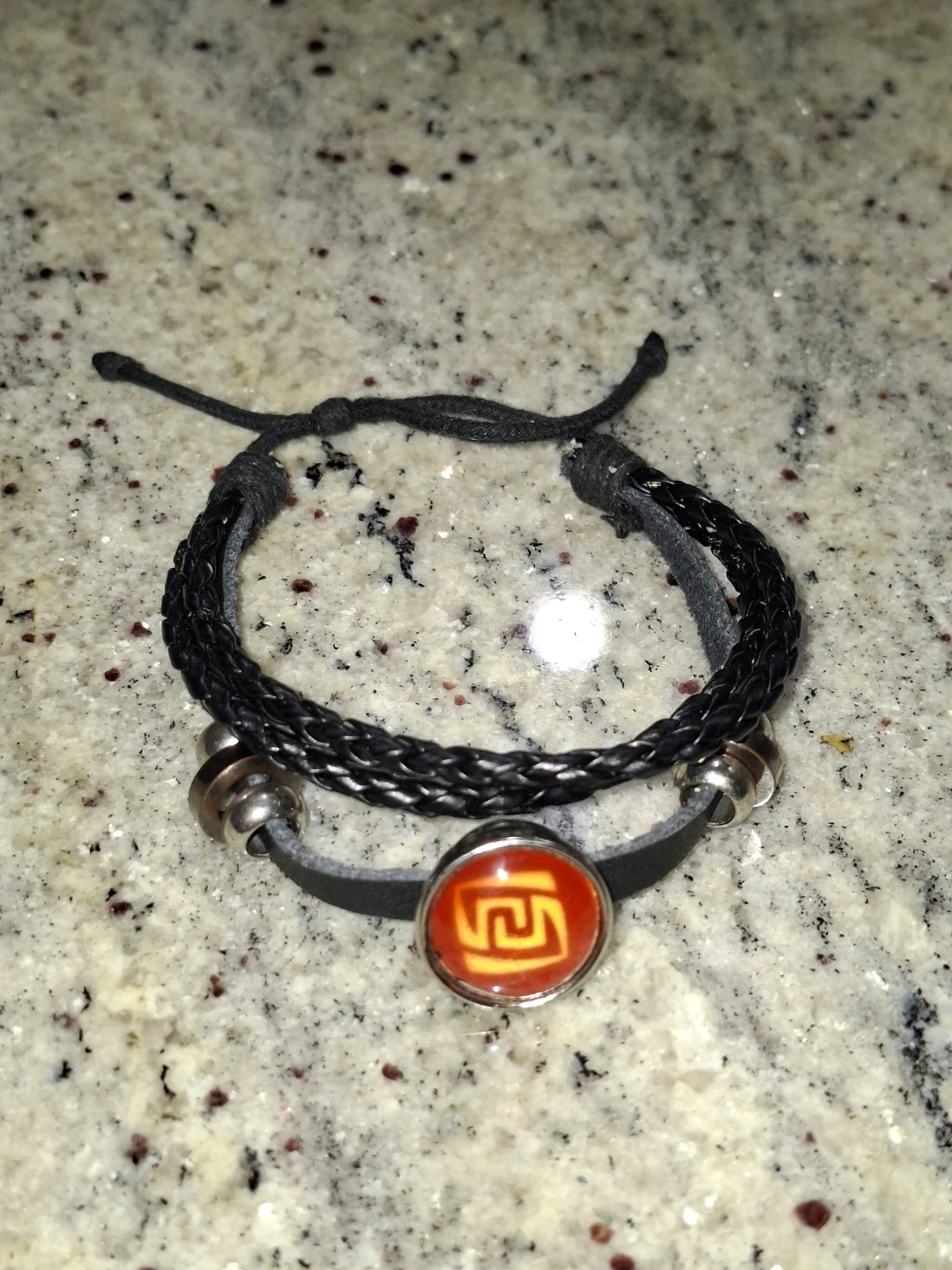 Black Woven Bracelet with Charm - photo 2