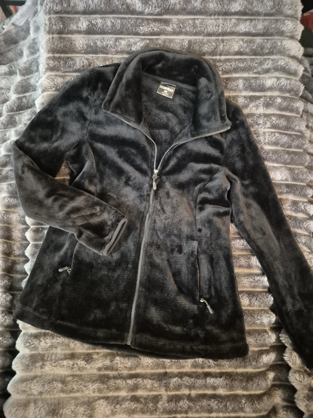 32 Degrees Heat Black Plush Zip-Up Jacket - photo 3