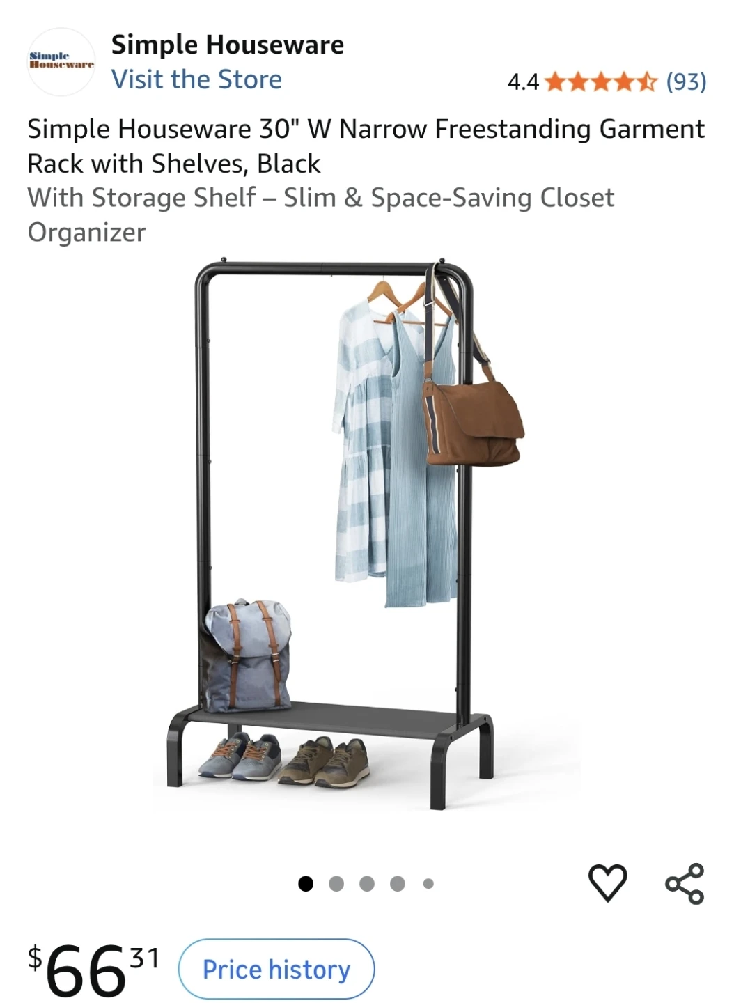 Simple Houseware 30" Narrow Freestanding Garment Rack - photo 4