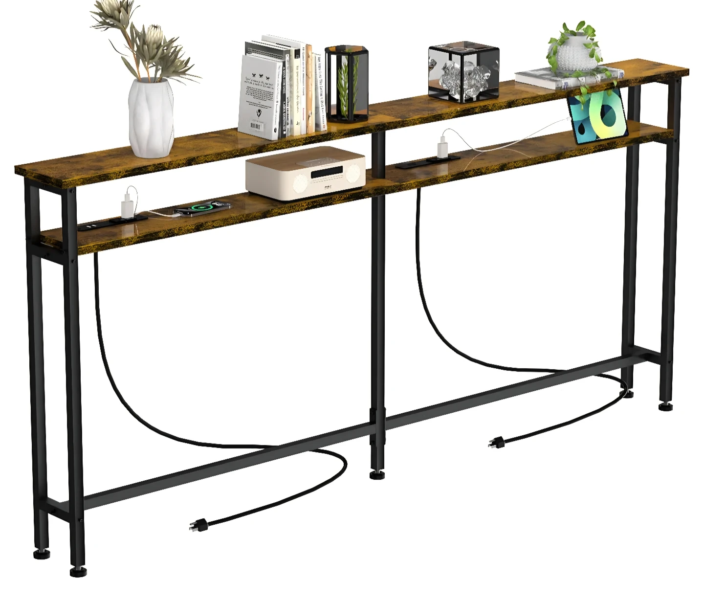 Rustic Console Table with Power Outlets - photo 4