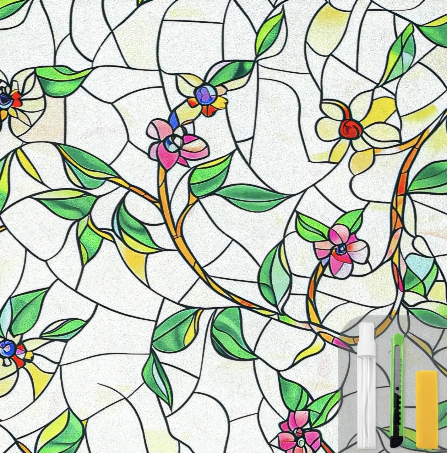 Stained Glass Window Privacy Film 17.7"x78.7".