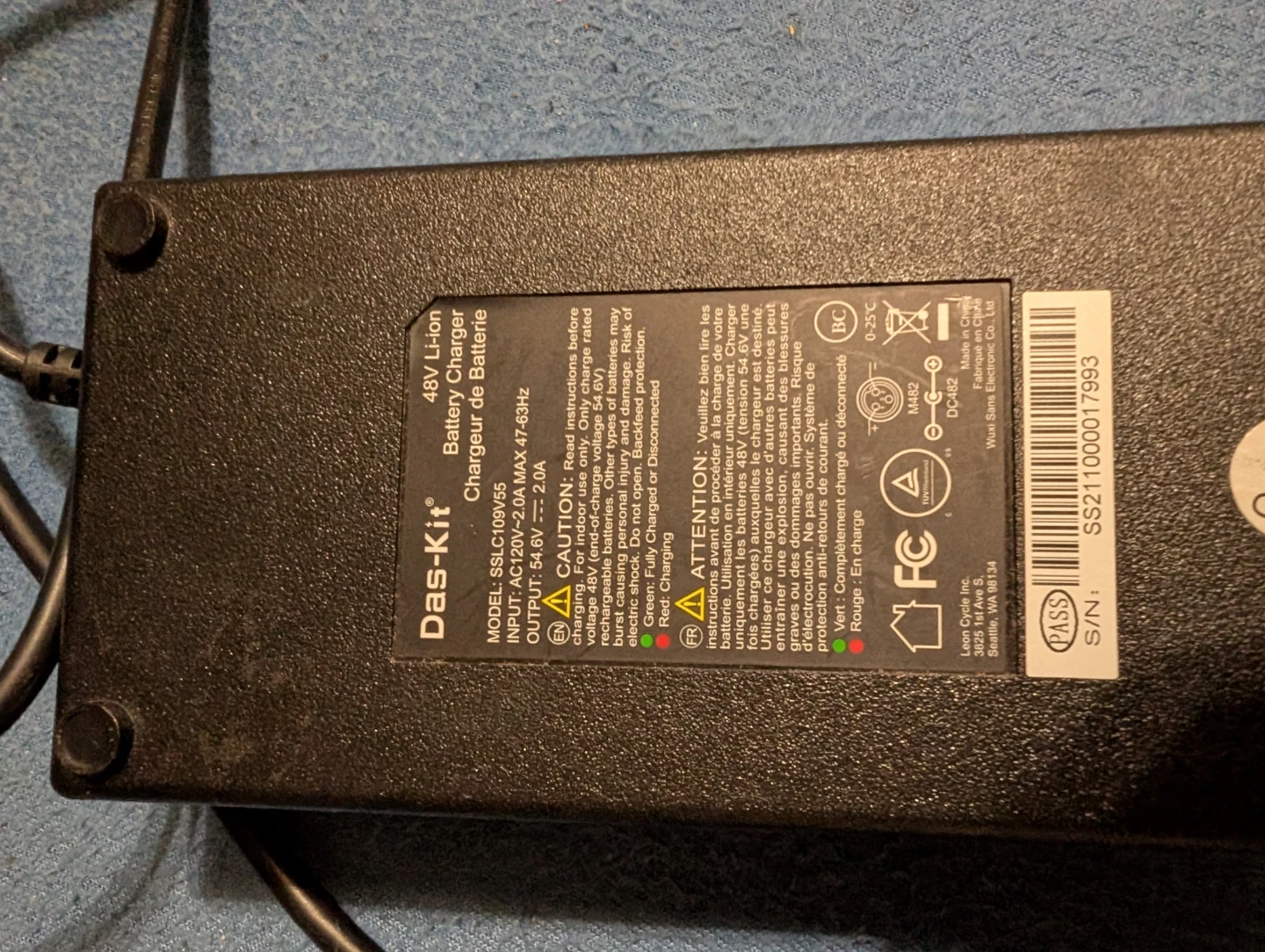 Das-Kit 48V Li-ion Battery Charger - photo 2