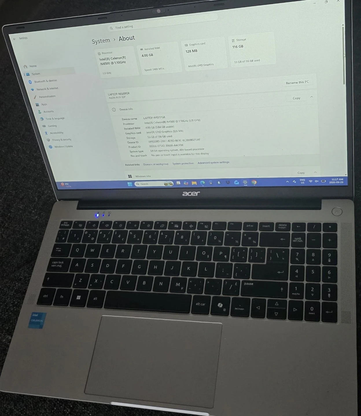 Acer Aspire laptop