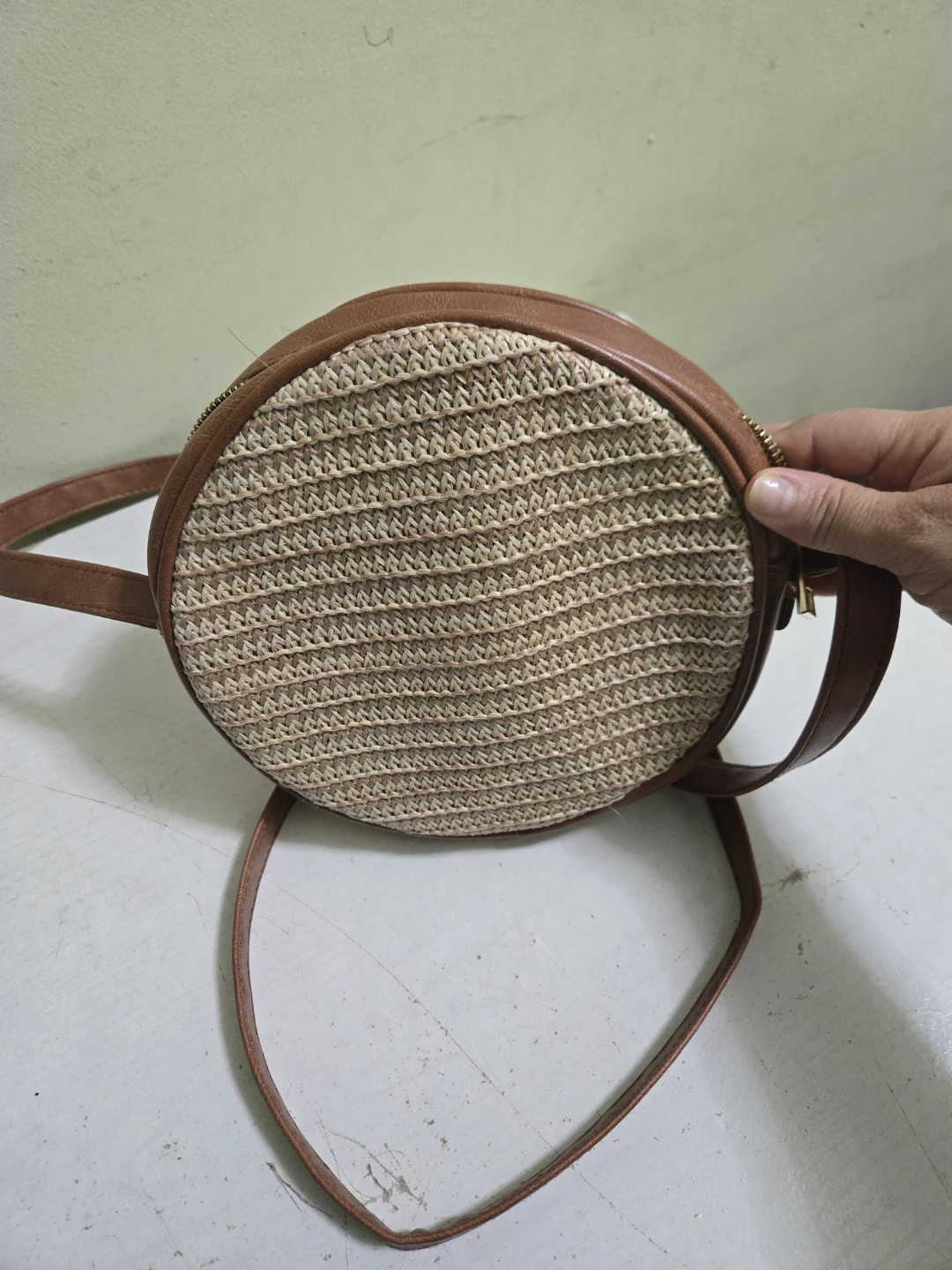 Round Woven Crossbody Bag