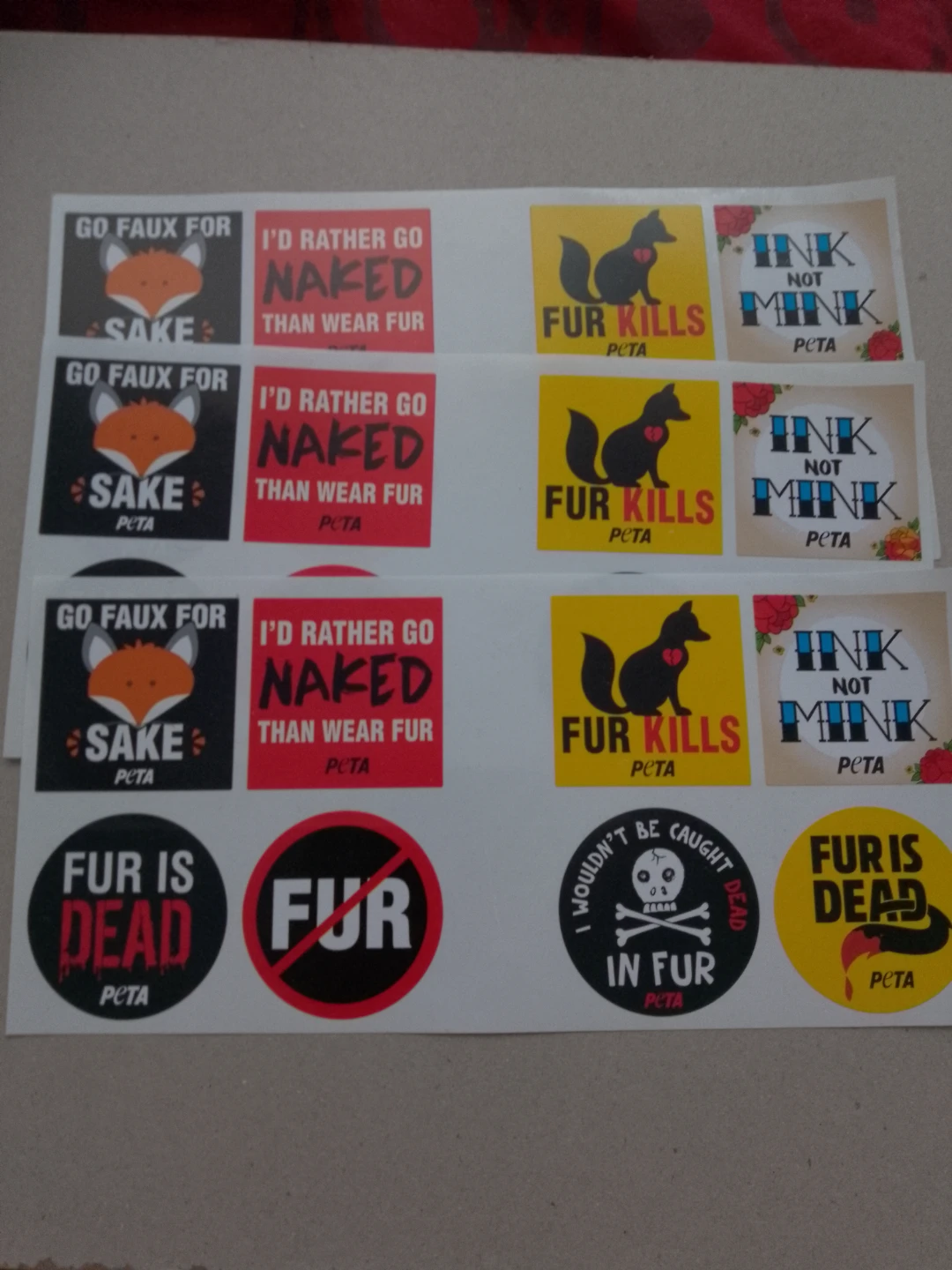 PETA Anti-Fur Assorted Sticker Sheet × 3 🏈
