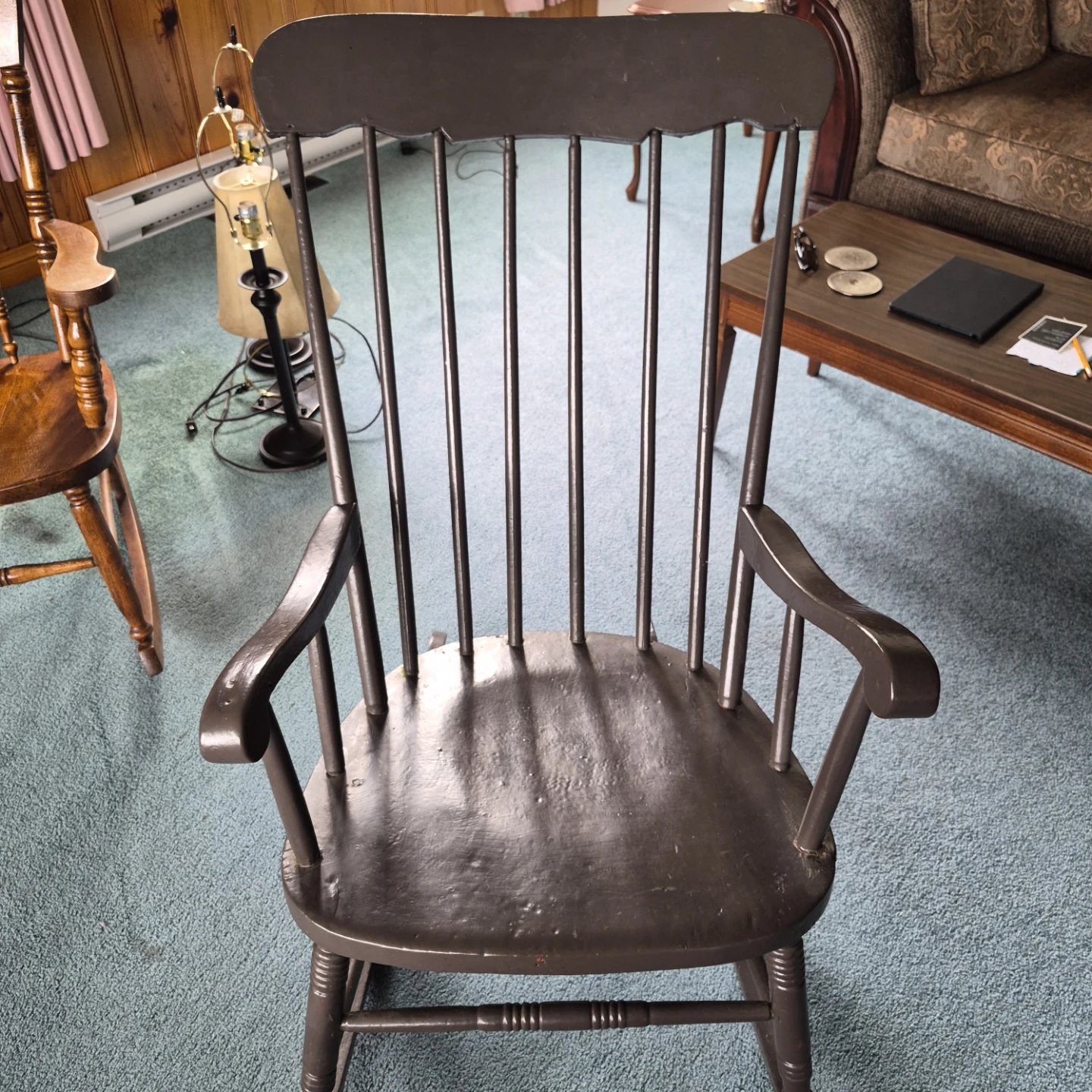 Vintage Brown Spindle Rocking Chair