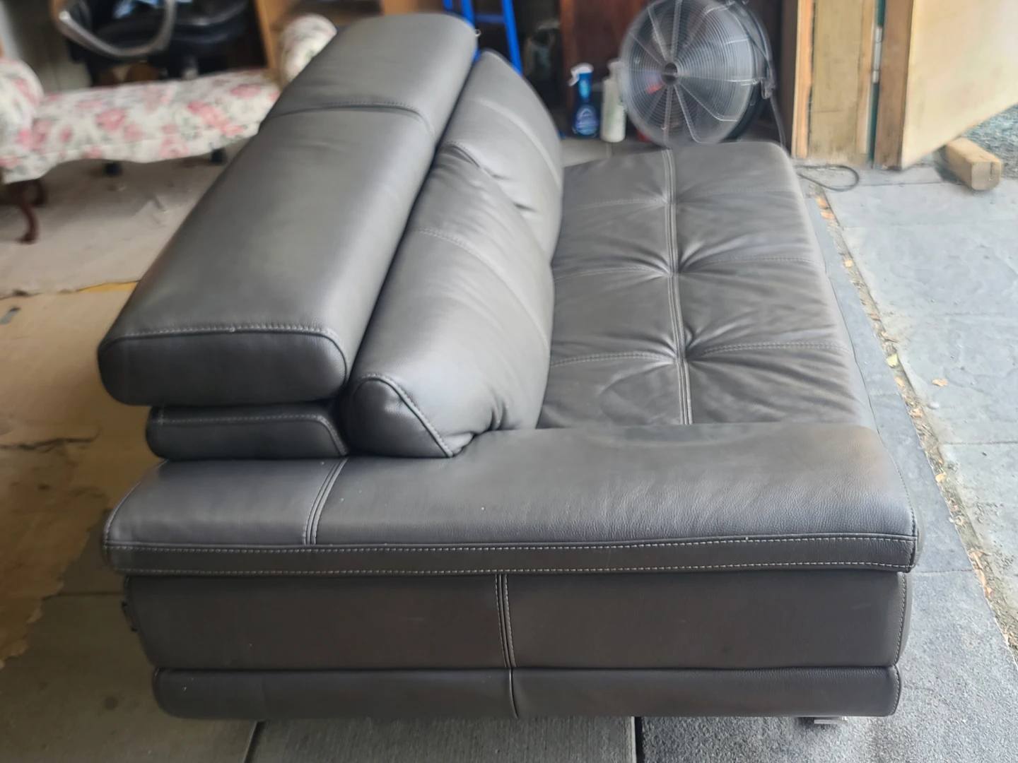 Modern Grey Leather Sofa - photo 3