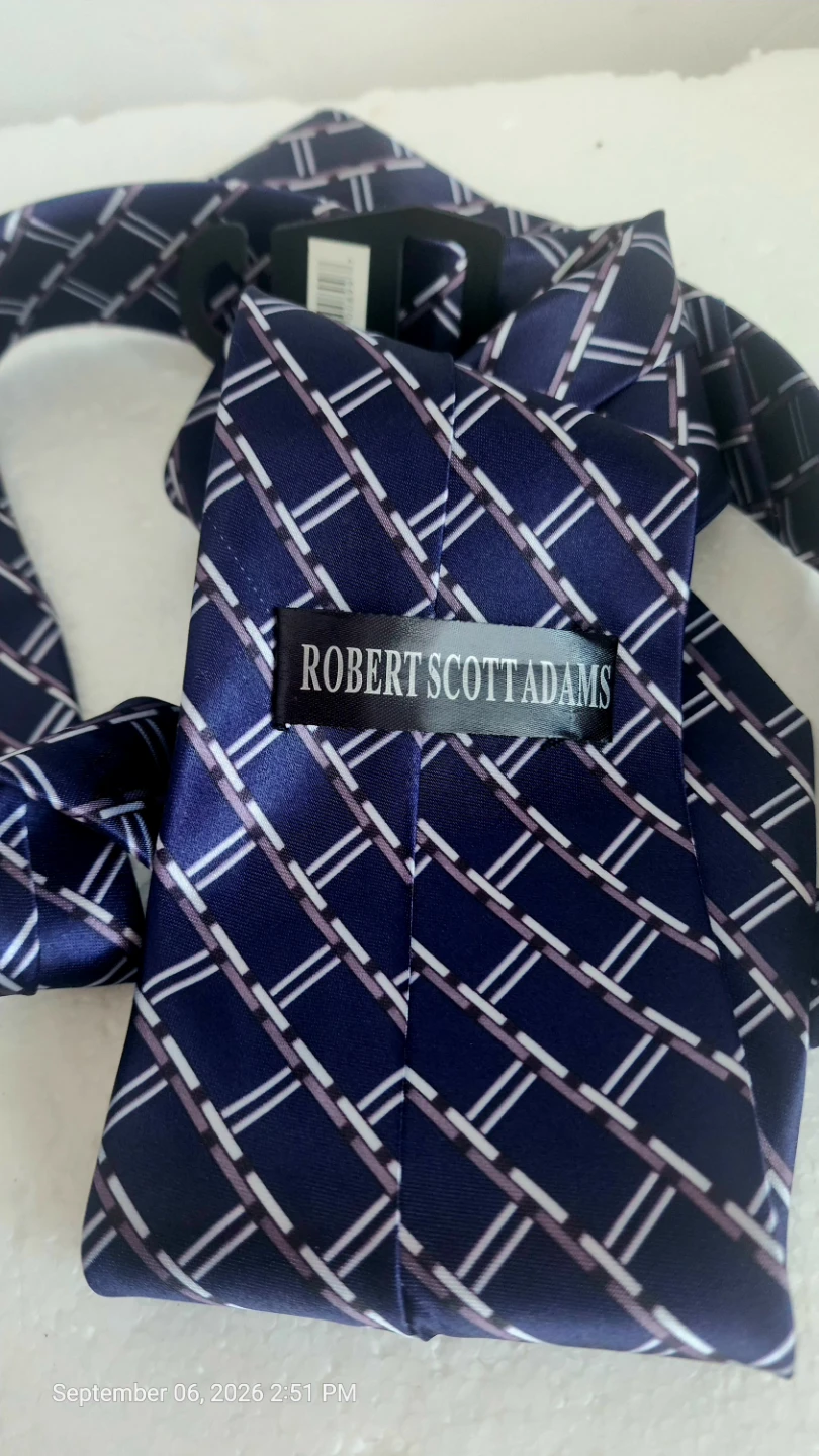 Robert Scott Adams Men's Navy Blue Geometric Grid Dress Tie - photo 3