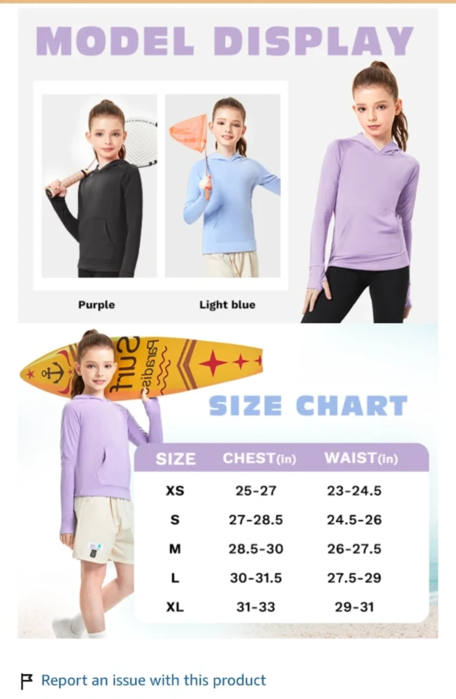 FitsT4 Kids UPF50+ Sun Hoodie Size S🏈 - photo 4