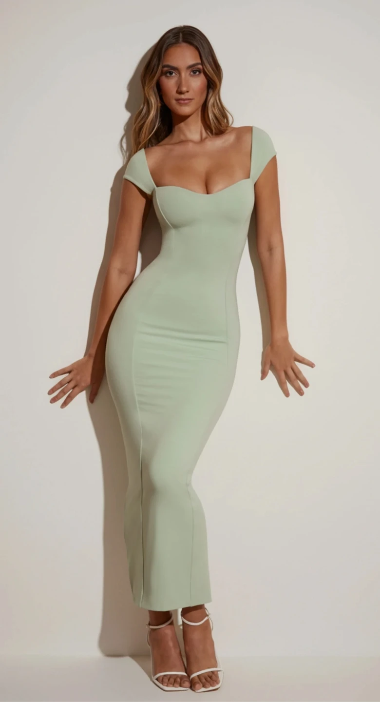 Oh Polly Sage Green Midi Dress 🏈