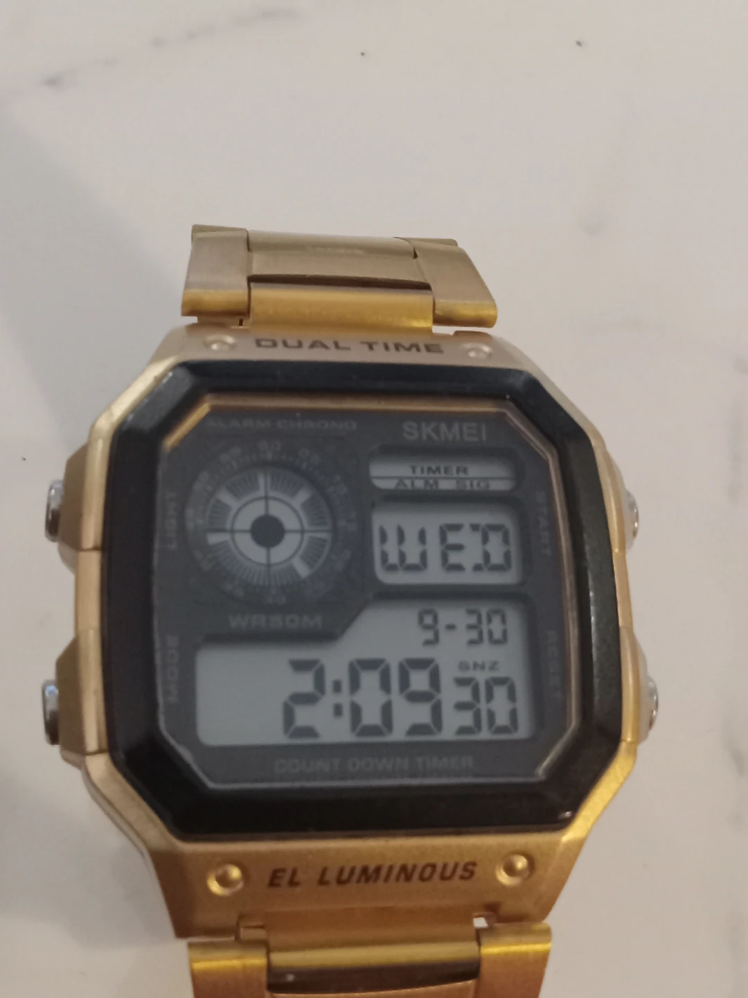SKMEI Gold Tone Digital Dual Time Watch