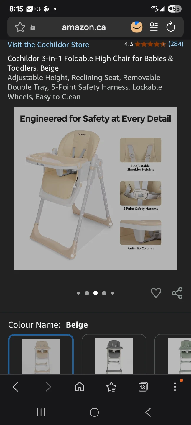 Cochildor 3-in-1 Foldable High Chair - Beige - photo 4