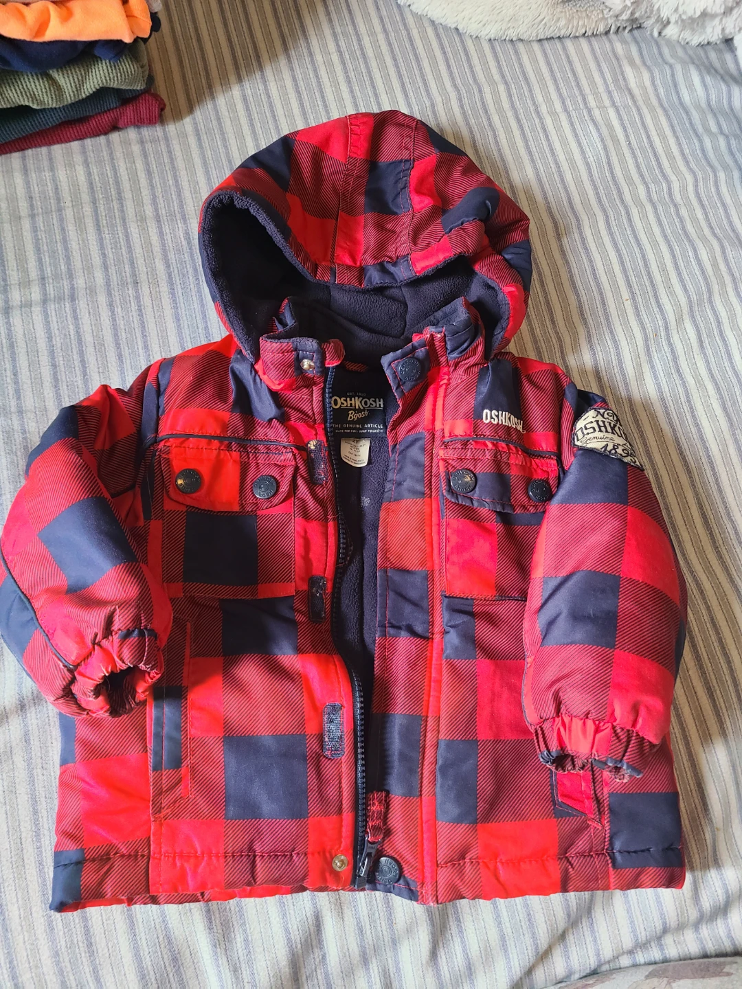 OshKosh B'gosh Red and Black Plaid Winter Jacket 2T