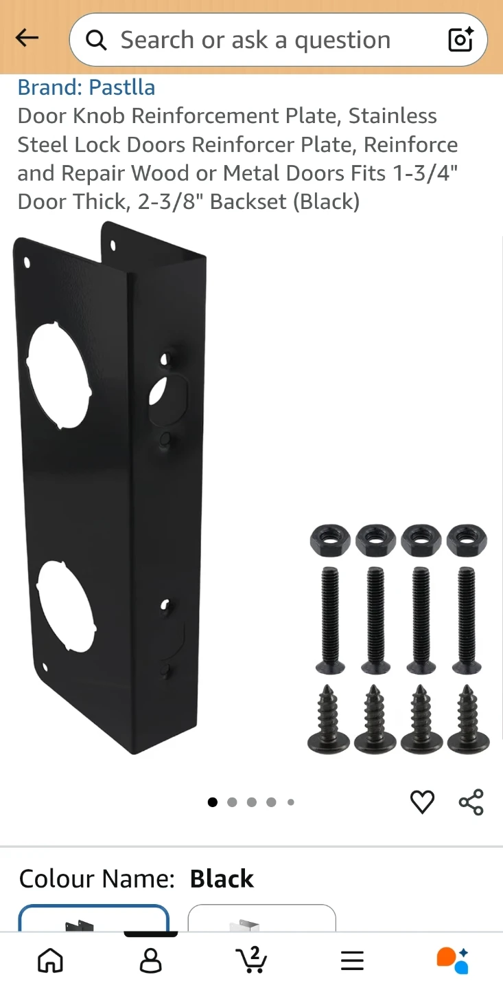 Door Knob Reinforcement Plate Black