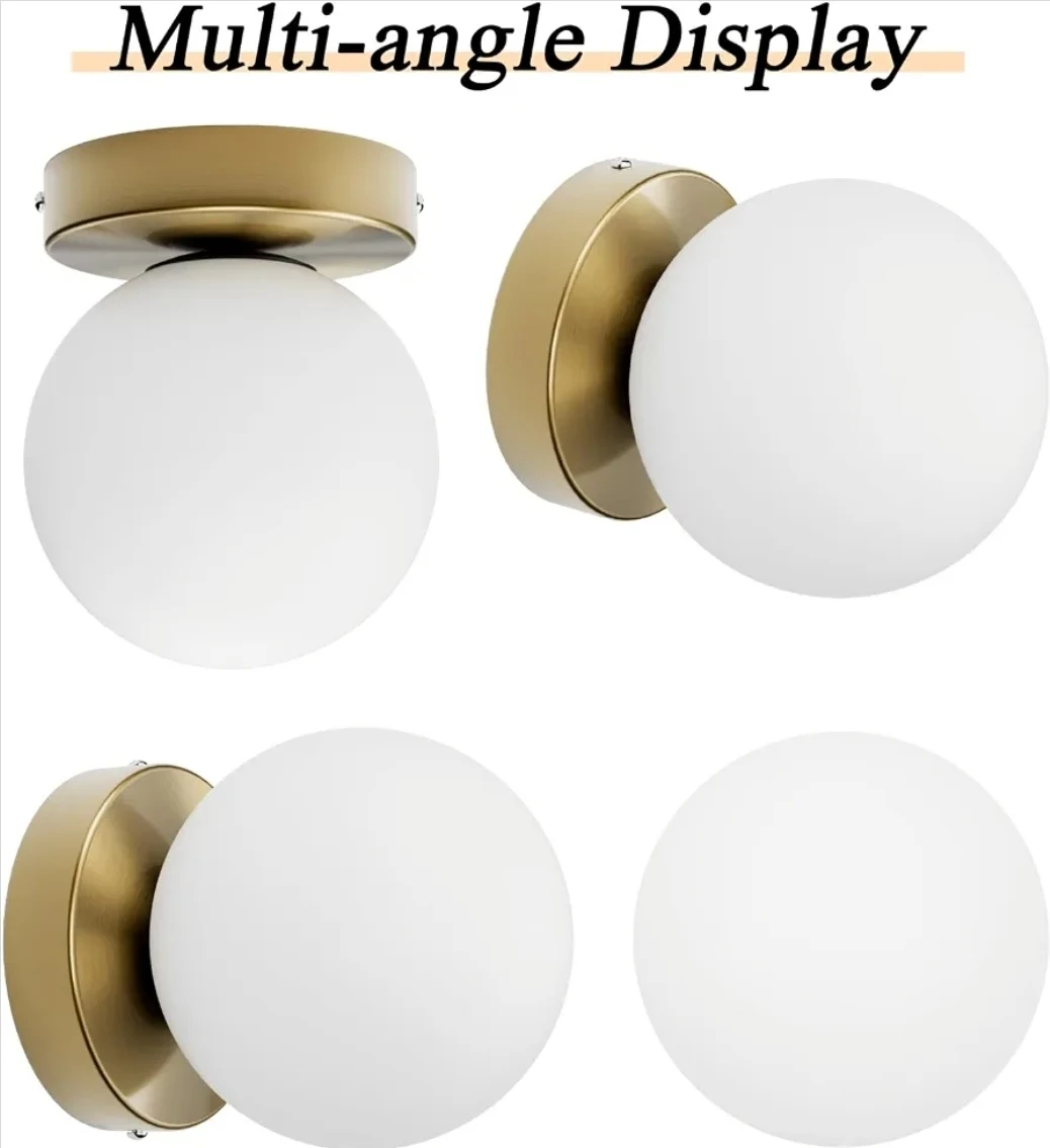 Set of 2 Mid-Century Globe Wall Sconces - Aged Brass - photo 5