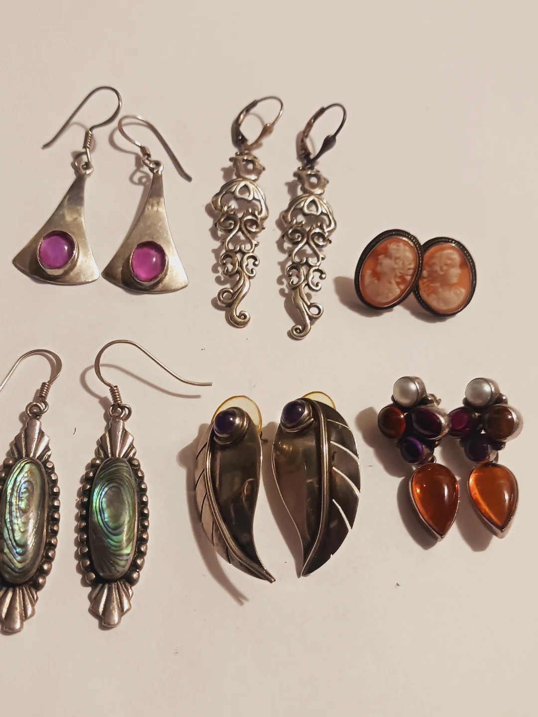 Lot of 6 × Pairs of Sterling Silver 925 Earrings - photo 2