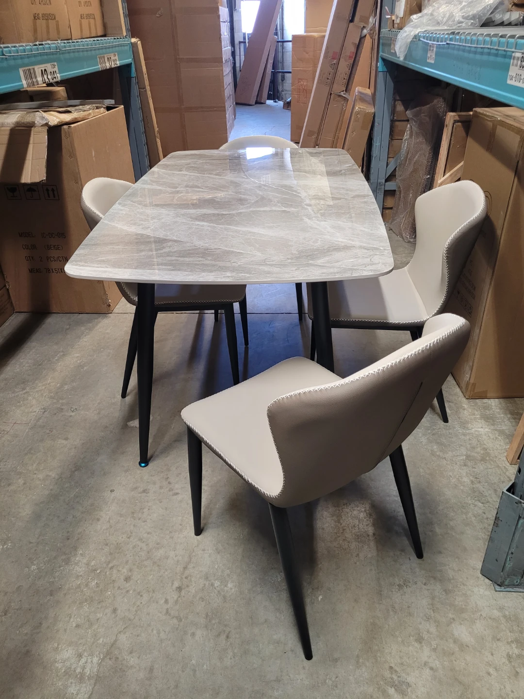 Faux Marble Dining Table and 4 Chairs