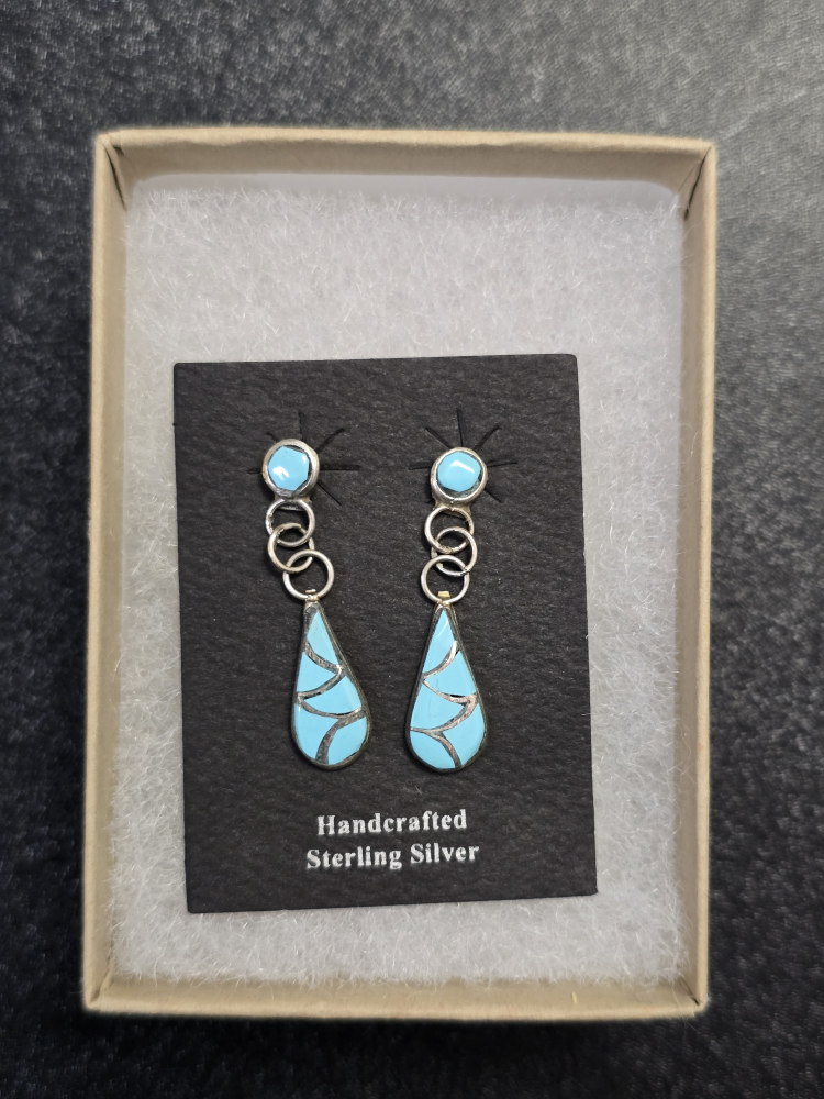 Handcrafted Sterling Silver Turquoise Teardrop Earrings