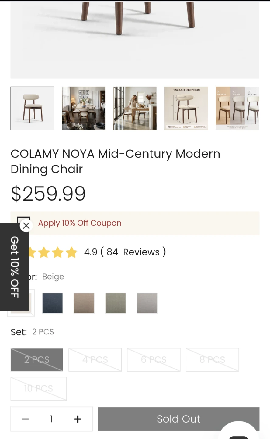 COLAMY Noya Mid-Century Modern Dining Chairs - photo 4