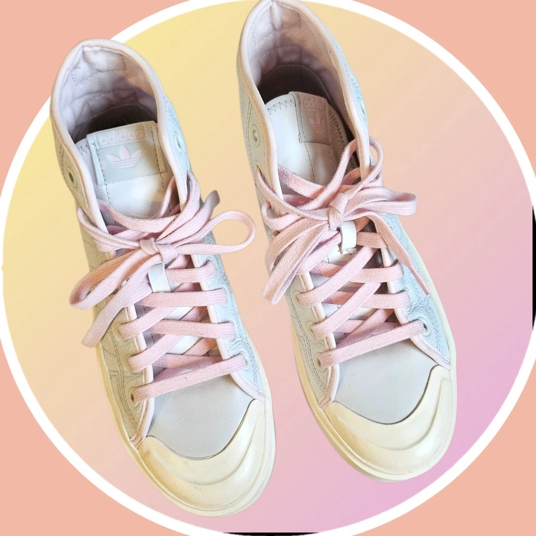 Adidas Textured Leather Platform Nizza Sneakers Pink Trim - photo 3