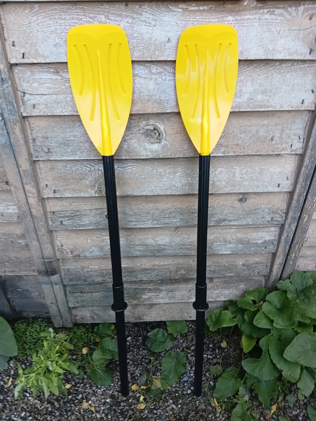 Pair Of Yellow and Black Rafting Paddles
