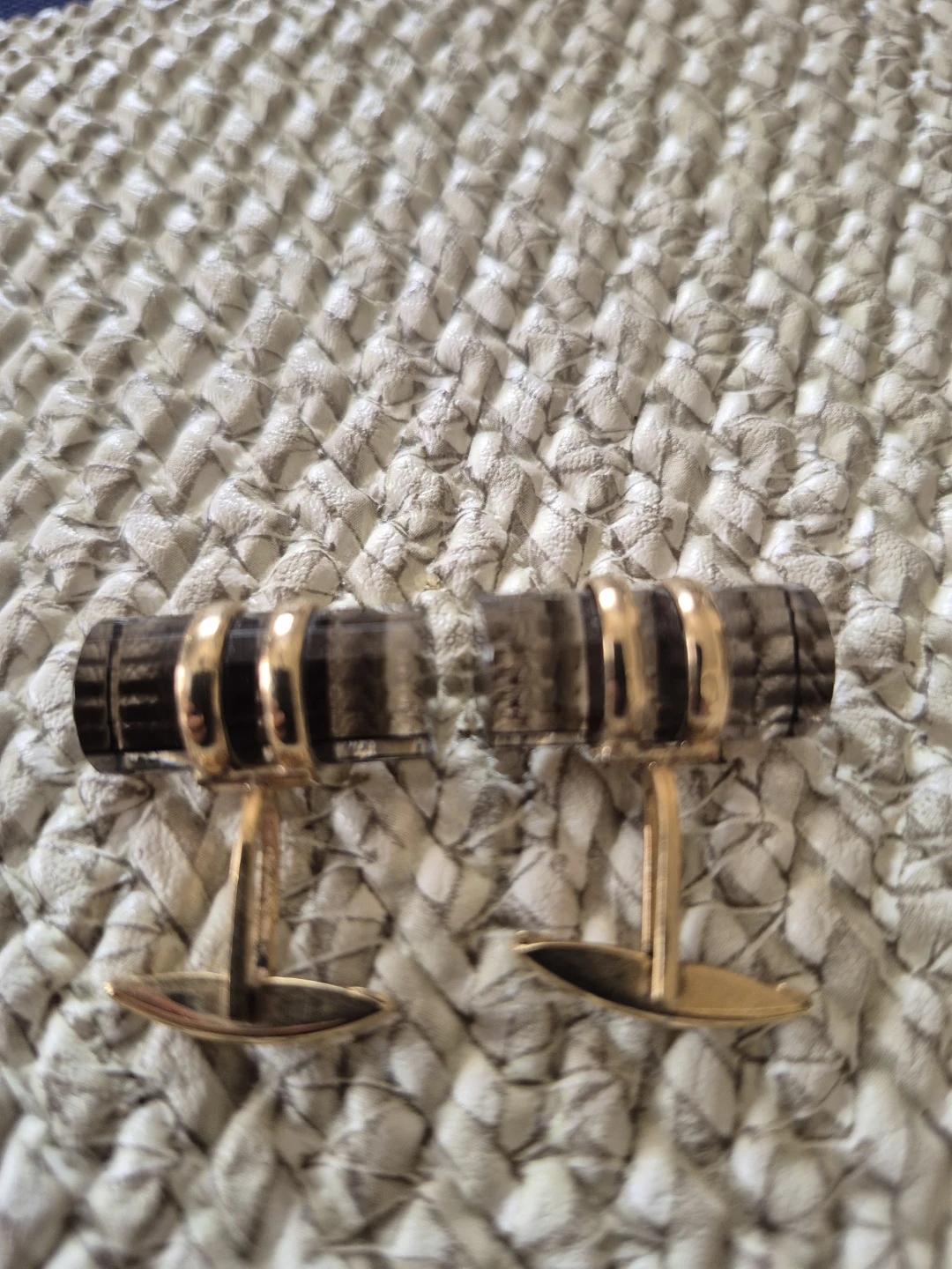 Smoky Quartz and Gold Tone Cufflinks - photo 3
