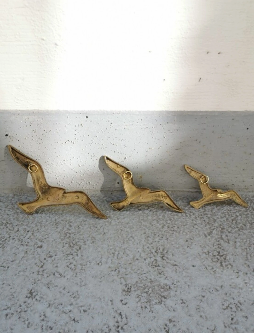 Vintage Mid-Century Small Brass Flying Birds Wall Decor - photo 3