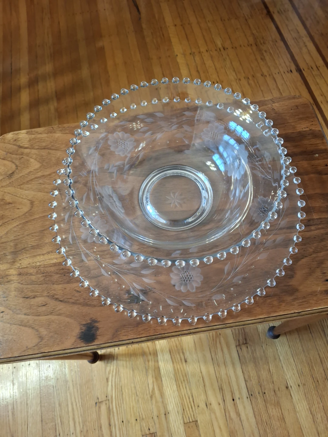 Vintage  Cornflower Candlewick Imperial Bowl and Platter Set