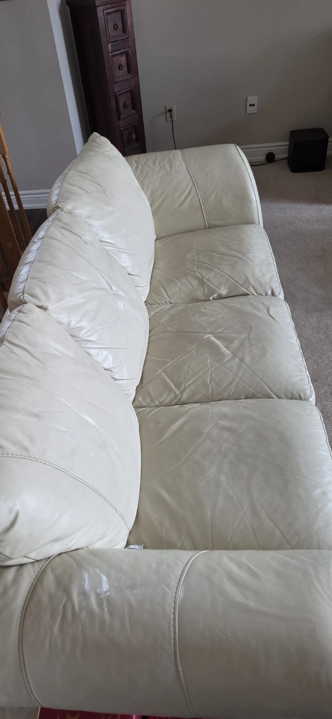 Two Cream Leather Three-Seater Sofa - photo 2