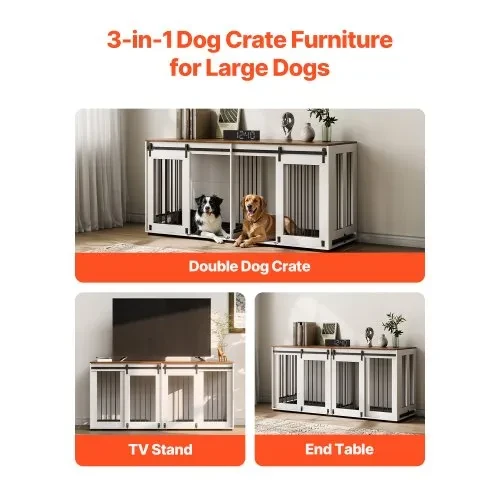 72 " Double Door Wooden Dog Crate Furniture - photo 3