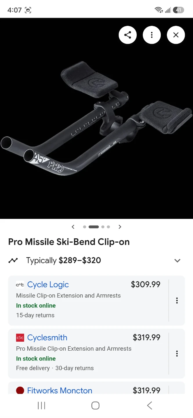 Pro Missile Carbon Ski-Bend Clip-on Aerobars - photo 3